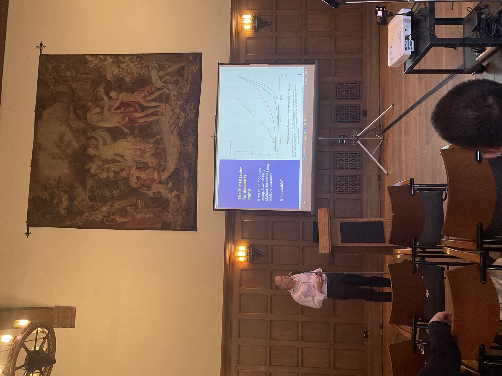 Speaker event in Dabney Hall Lounge with a full audience