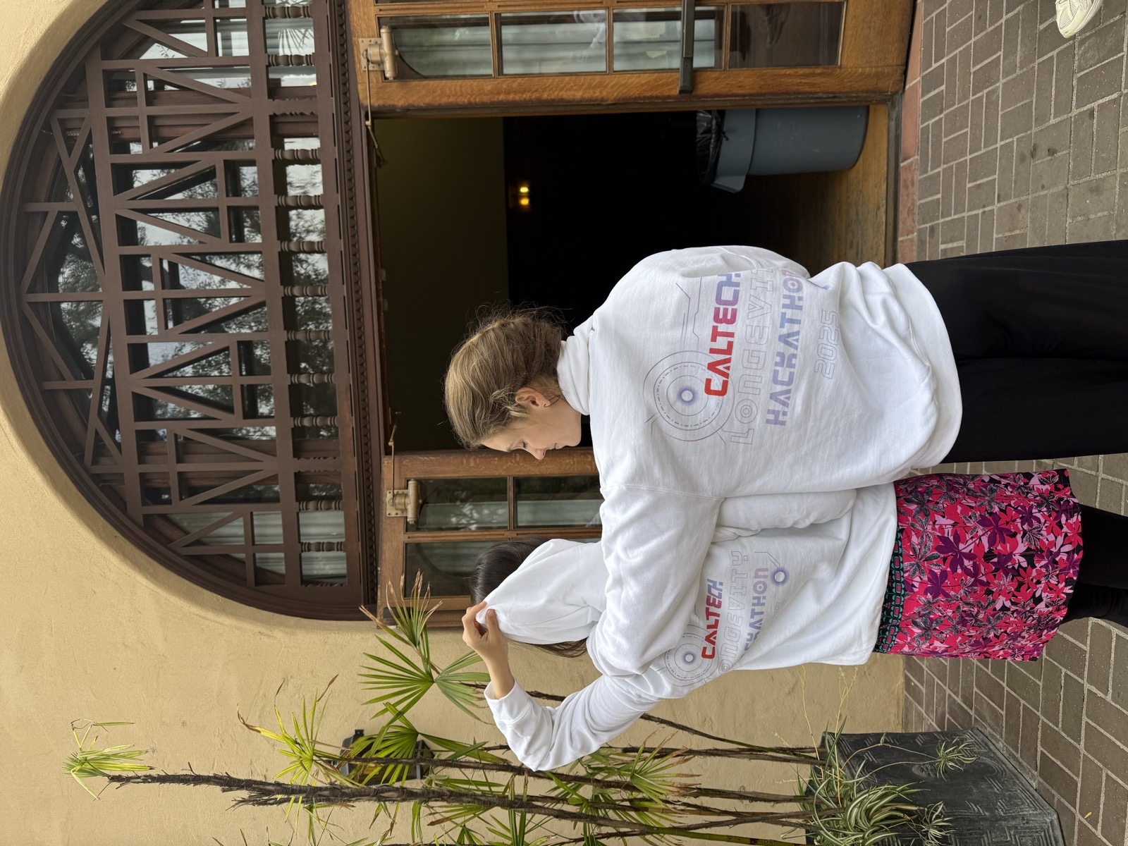 Sporting the Caltech Hackathon hoodie